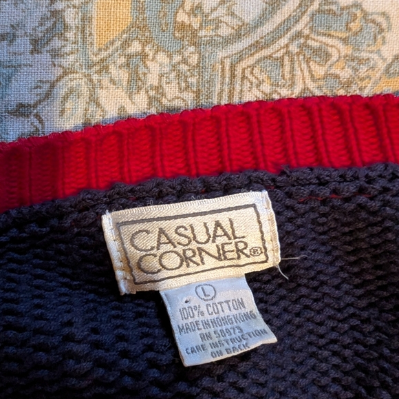 Casual Corner American Flag 100% Cotton Vintage cardigan Sweater - Picture 2 of 8